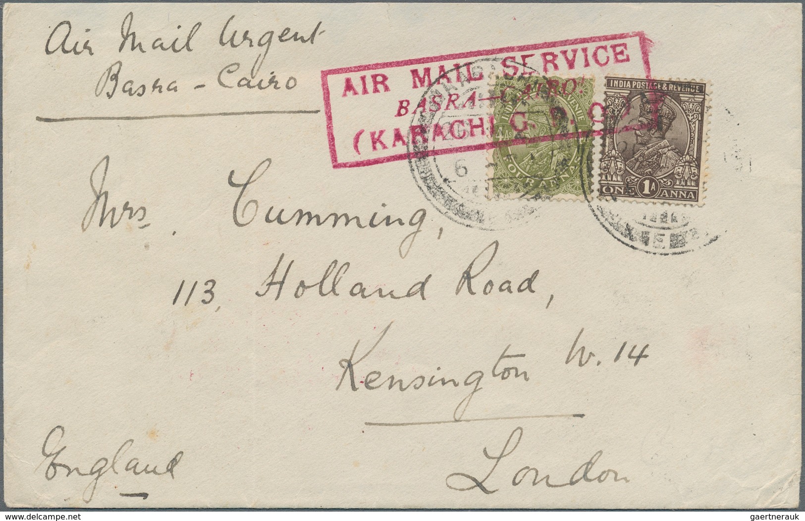 Indien - Flugpost: 1927, Two Early Flight Covers: 1) Printed Matter Flown From BOMBAY "3 11 27" To L - Airmail