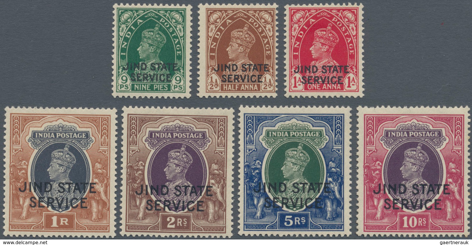 Indien - Konventionalstaaten: JIND - OFFICIAL STAMPS: 1937/40, India KGVI Definitives With Opt. 'JIN - Other & Unclassified