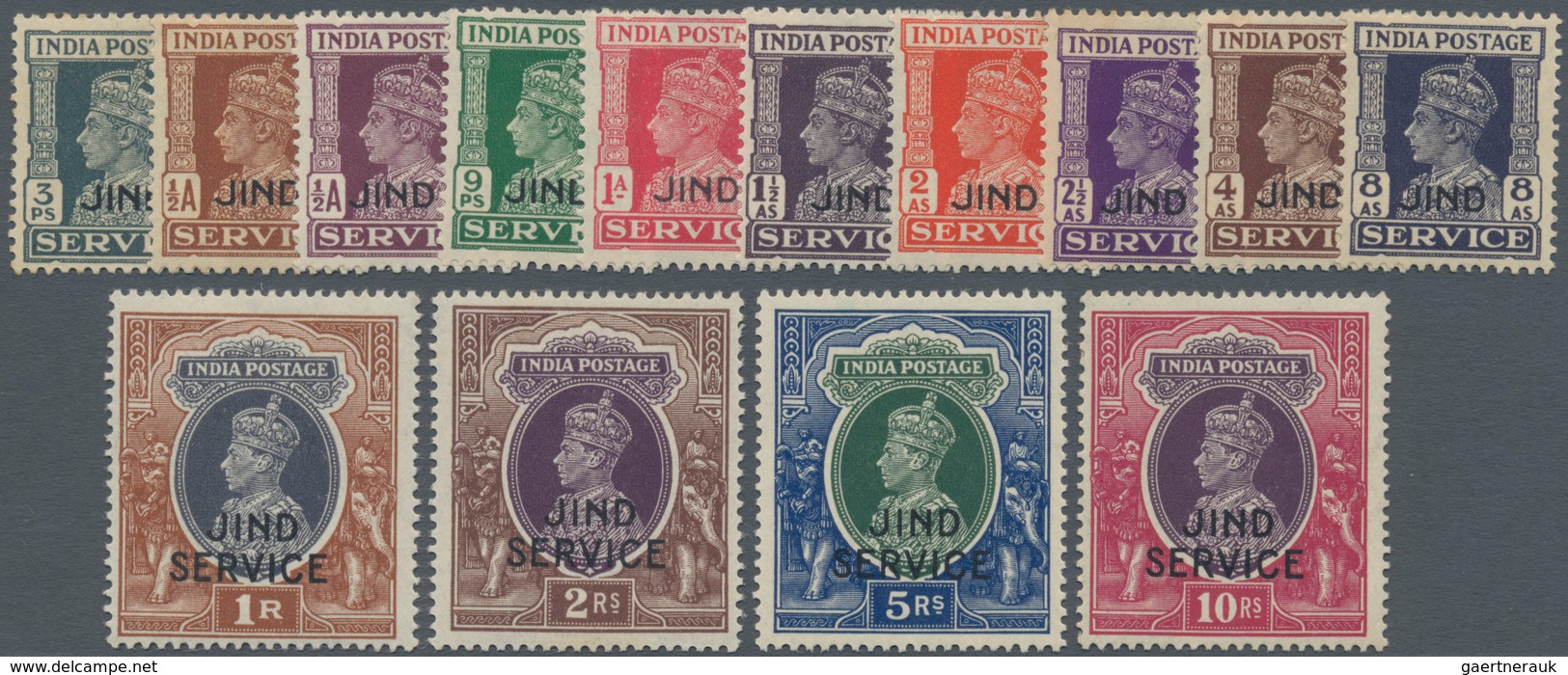 Indien - Konventionalstaaten: JIND - OFFICIAL STAMPS: 1939/43, India KGVI Officials With Opt. 'JIND' - Andere & Zonder Classificatie