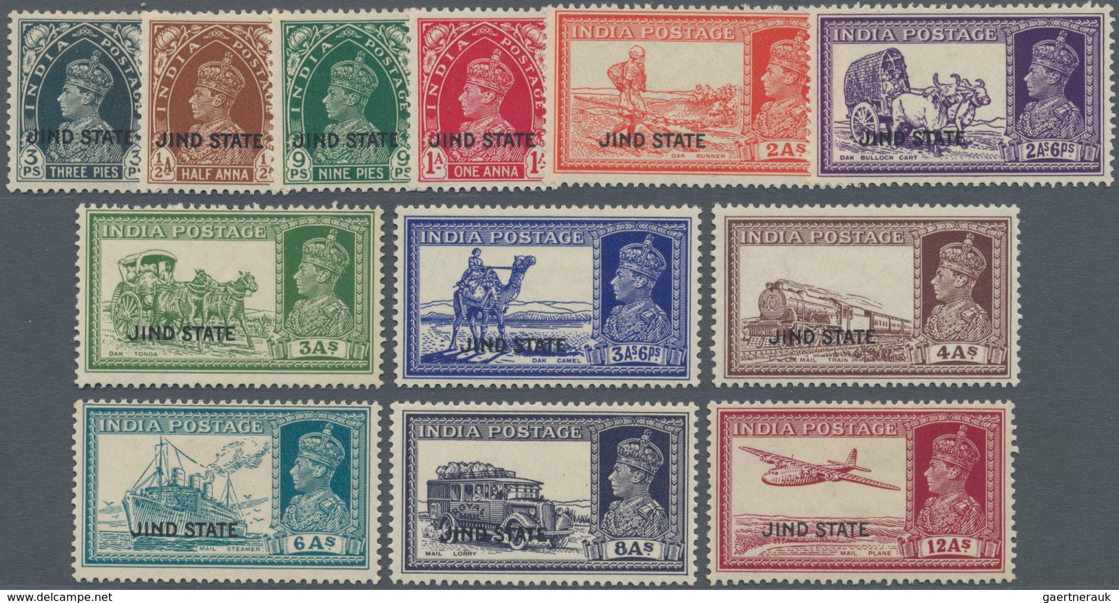 Indien - Konventionalstaaten: JIND: 1937/38, India KGVI Definitives With Opt. 'JIND STATE' Complete - Andere & Zonder Classificatie