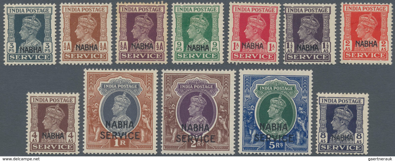 Indien - Konventionalstaaten: NABHA - OFFICIAL STAMPS: 1940/43, India KGVI Officials With Opt. 'NABH - Andere & Zonder Classificatie