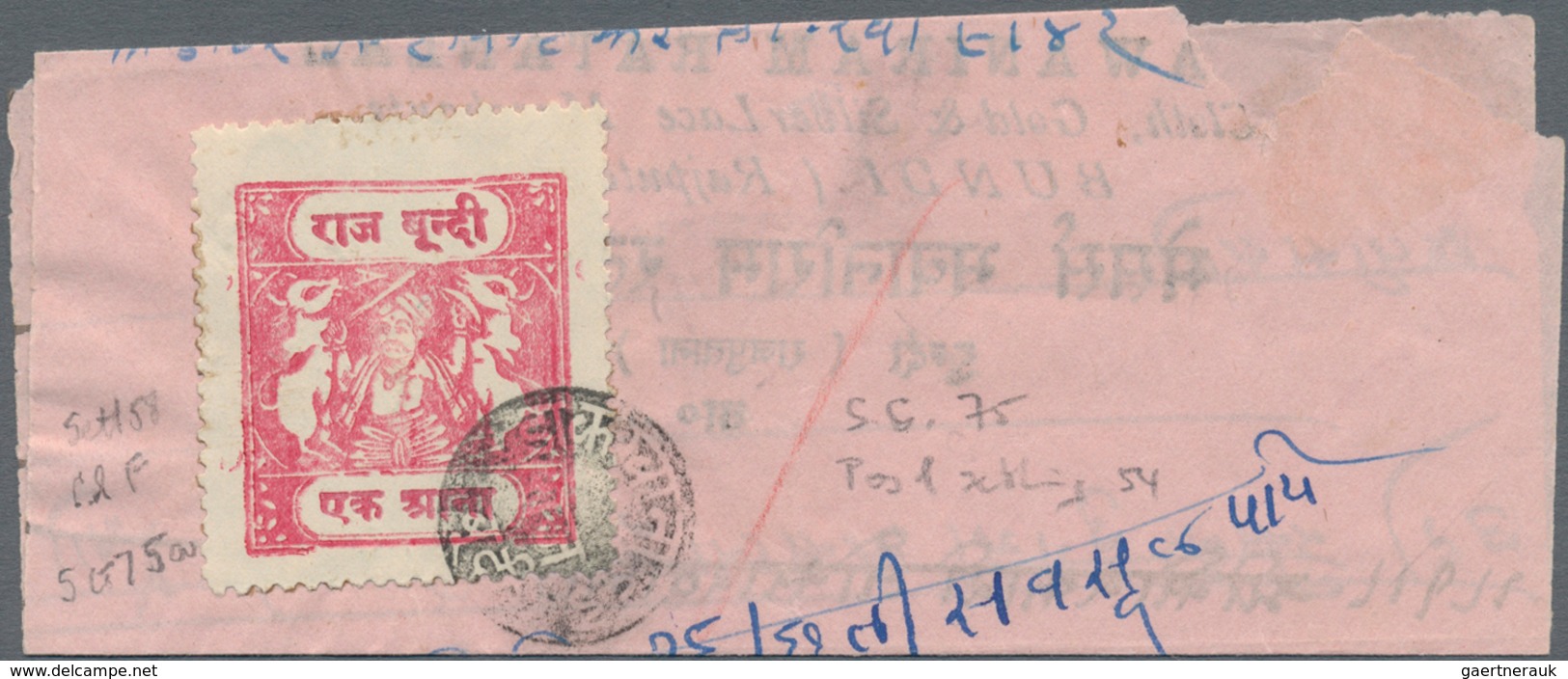 Indien - Feudalstaaten: BUNDI 1940 Sacred Cows 1a. Rose, Inscr. Type H, Perf 11, Used On Folded Lett - Andere & Zonder Classificatie