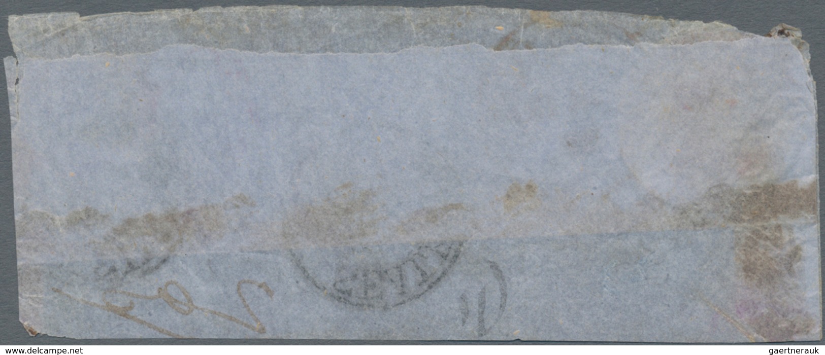 Indien - Feudalstaaten: JAMMU & KASHMIR 1866 ½a. Grey-black, Cut-to-shape, Used On Part Of Cover, Ca - Other & Unclassified