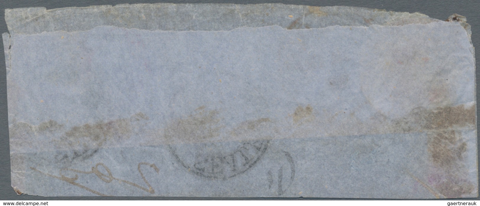 Indien - Feudalstaaten: JAMMU & KASHMIR 1866 ½a. Grey-black, Cut-to-shape, Used On Part Of Cover, Ca - Andere & Zonder Classificatie