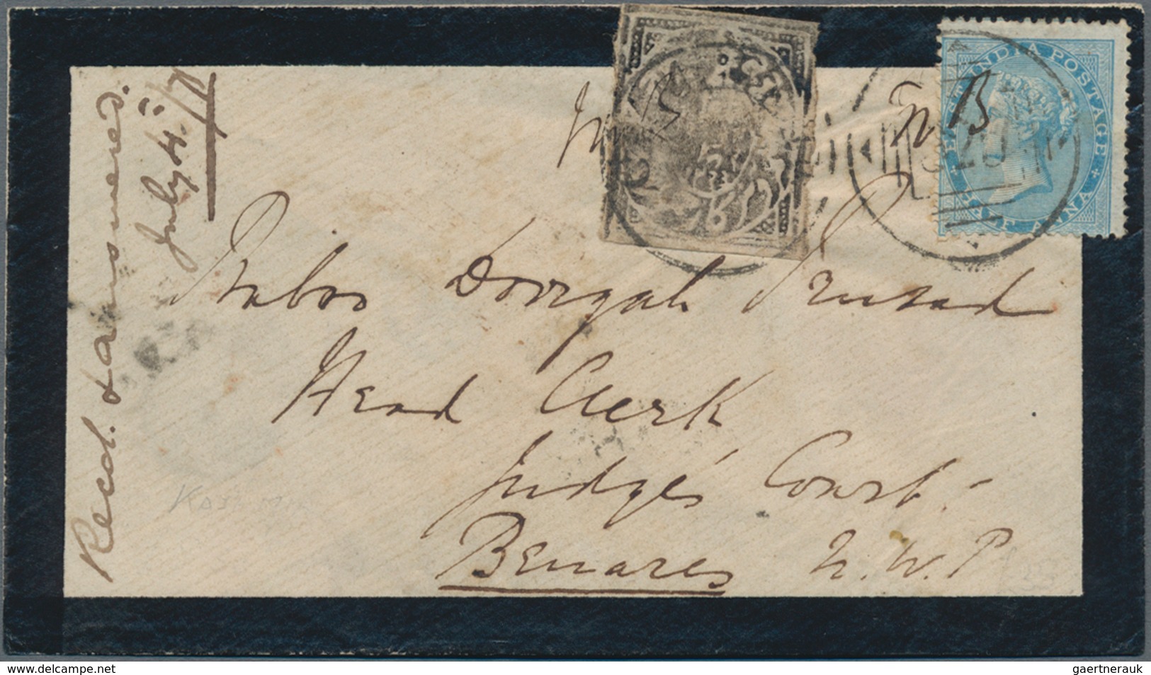 Indien - Feudalstaaten: 1871, KASHMIR: Mourning Cover With 1/4 Anna Black In Combination With Indian - Other & Unclassified