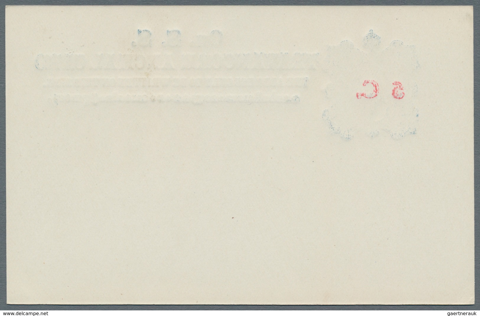 Indien - Feudalstaaten: TRAVANCORE 1921: Official Postal Stationery Card "5 C." (in Red) On 4ca. Blu - Other & Unclassified