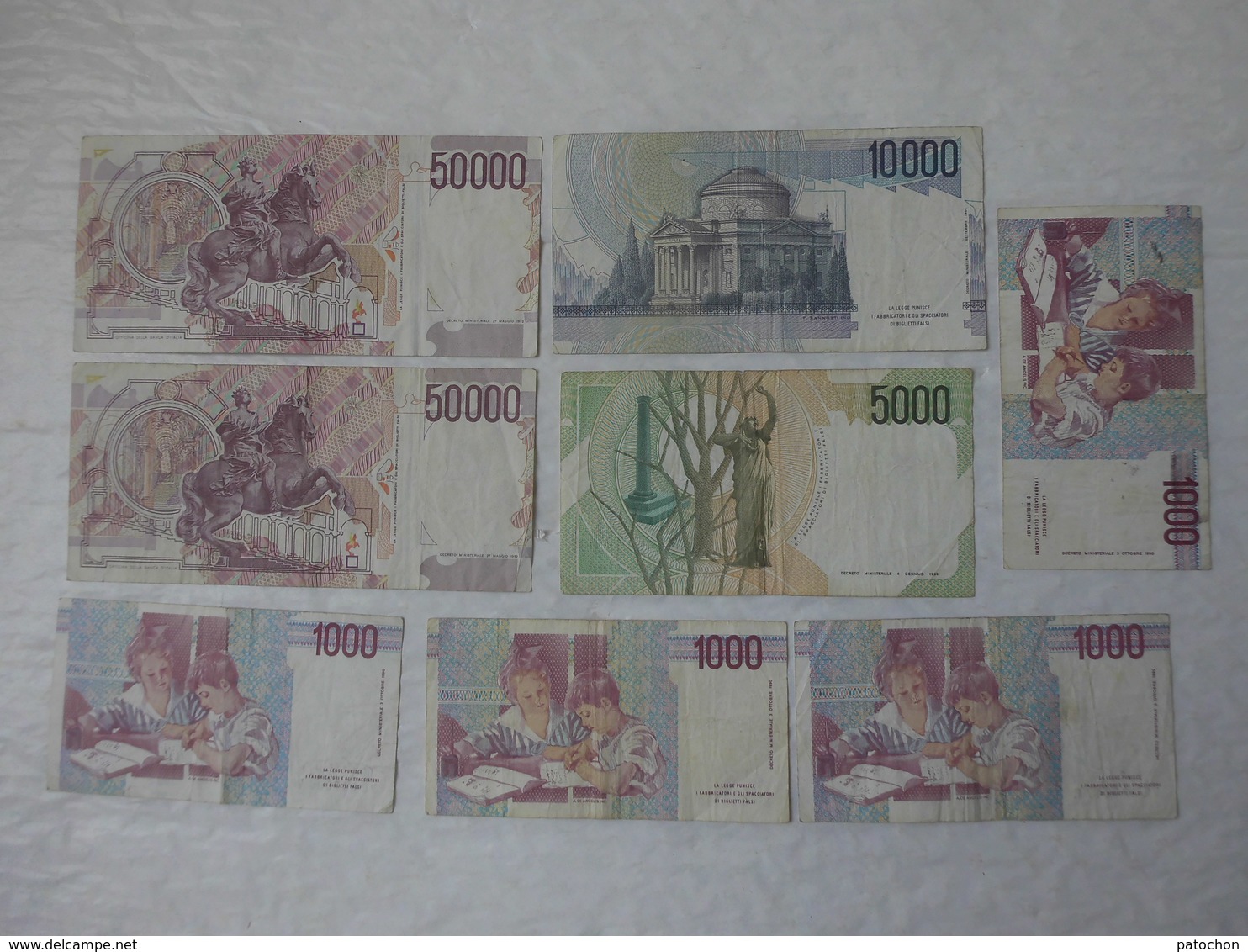 Billet De Banque Italia 2 X 50000 & 10000 & 5000 & 4 X 1000 Lire ...! - 50000 Lire