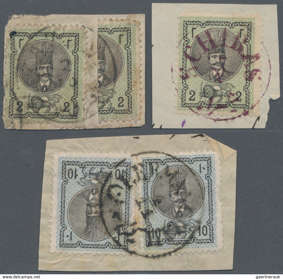 Iran: 1876 'Nasser-eddin Shah Qajar' Issue: Group Of 13½ Stamps (1s.(6), 2s.(4½), 10s.(3)) Plus Two - Iran