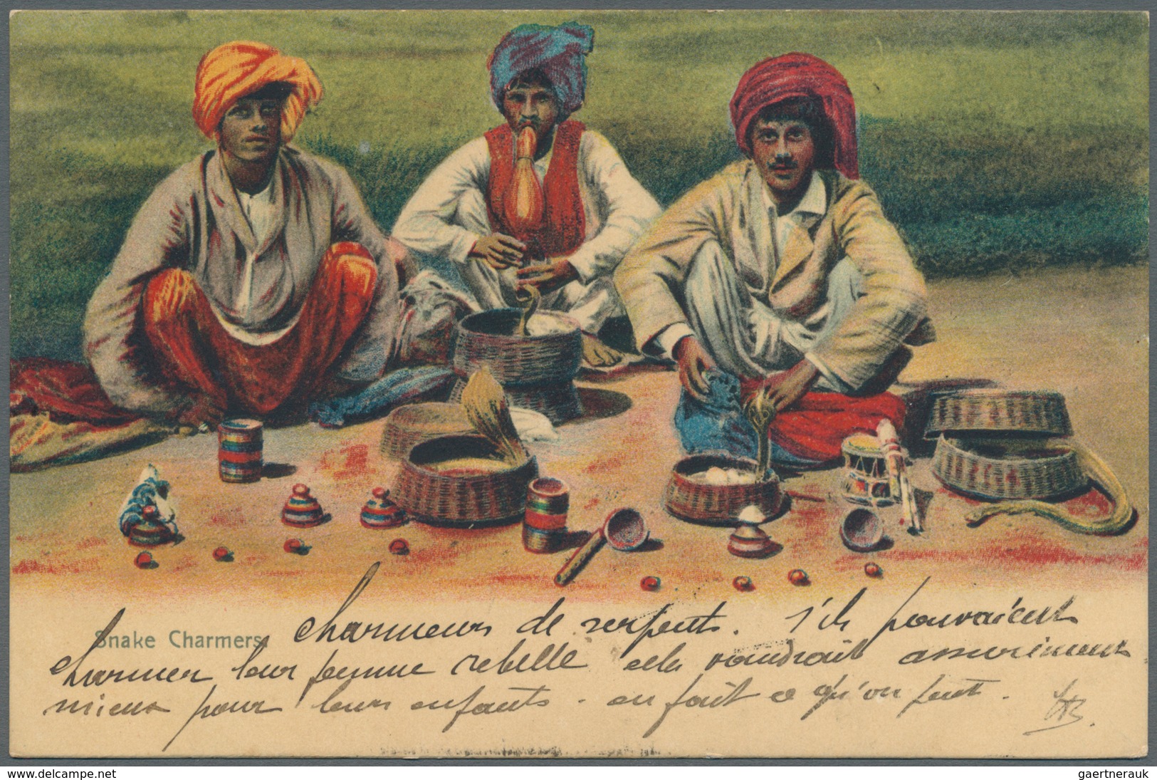 Iran: 1906. Registered Picture Post Card Of 'Snake Charming Fruit Sellers’ Addressed To Belgium Bear - Iran