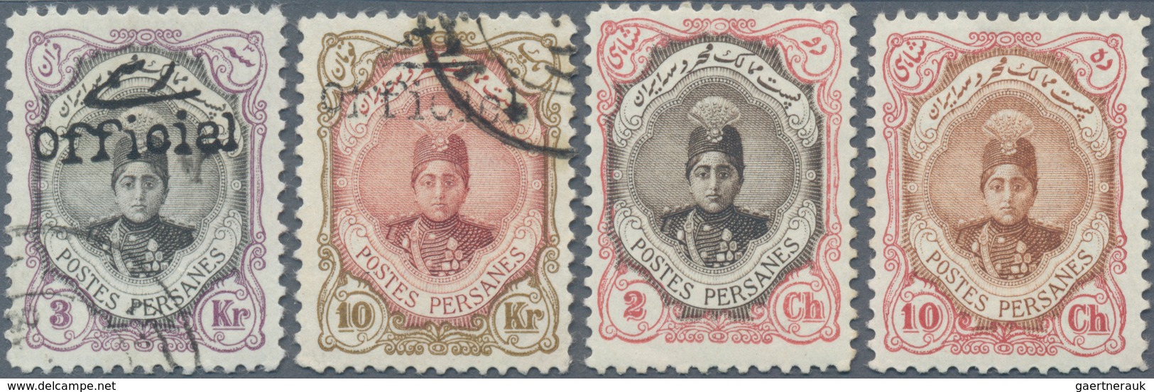 Iran: 1914 Ca., Covers Bearing Shah Ahmed Ghadzar 10 Ch. Violet Brown Color Error Stamp And On Cover - Irán