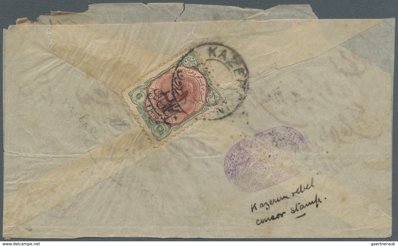 Iran: 1916-17, The Nation Of Kqzeroun Issue, Censored Cover From Kazeroun To Bushire With Ms. Date O - Iran