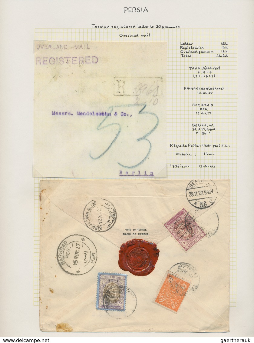 Iran: 1926, OVERLAND MAIL : 1 Kr. Silver Violet Brown 10 Ch. Redviolet Redbrown And 12 Ch. Orange To - Iran