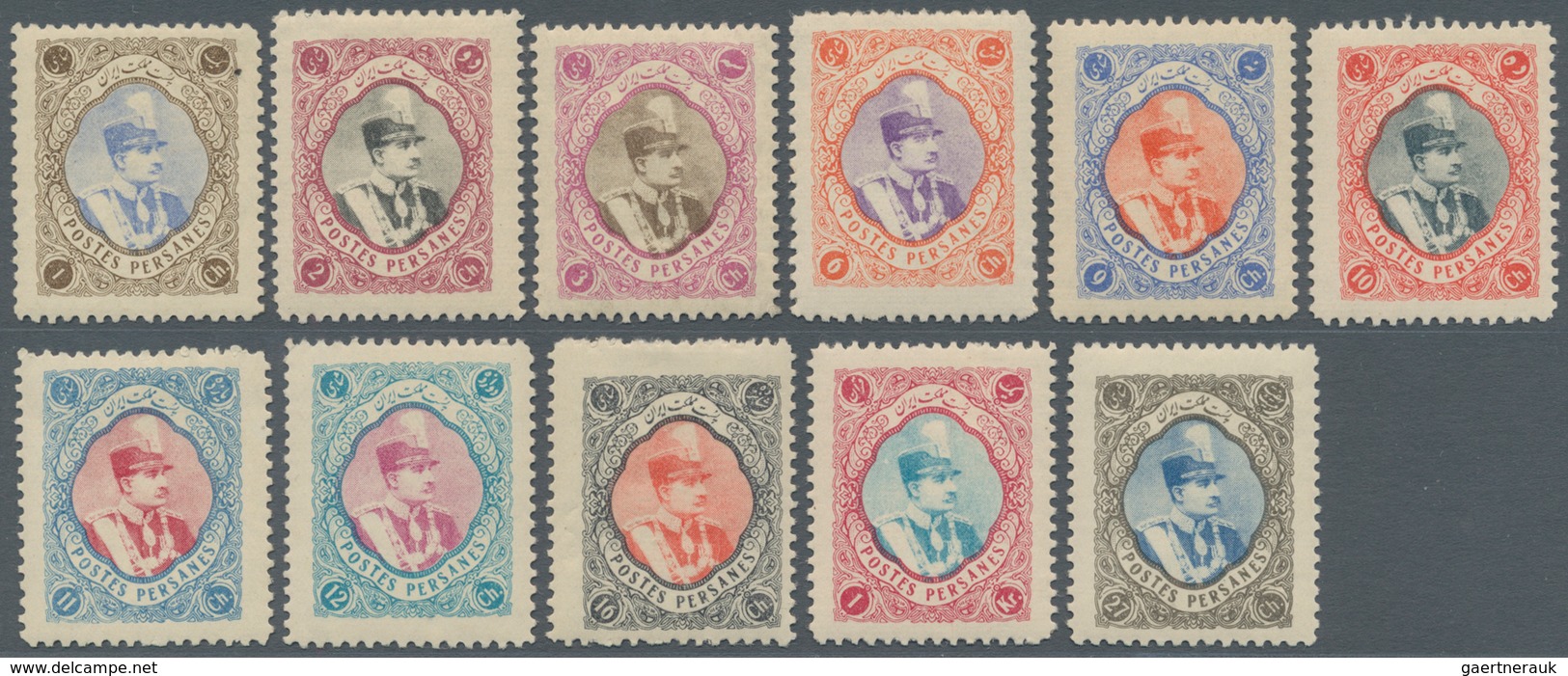 Iran: 1931/1932, Definitives Reza Shah Pahlavi, 1ch.-27ch., Complete Set Of Eleven Values, Fresh Col - Iran