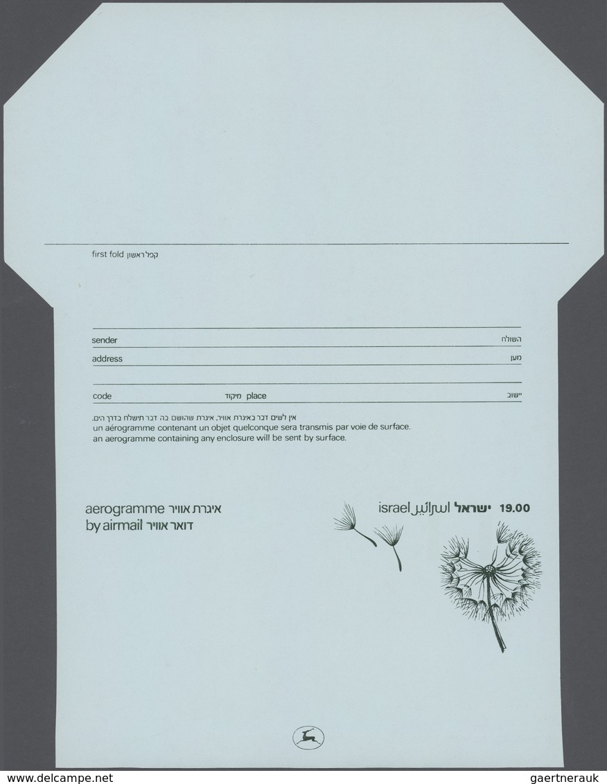 Israel: 1969 Unused And Unfolded Aerogram 19.00 Darkgreen On Bluish, Inverted Die Cut, A Normal Item - Covers & Documents