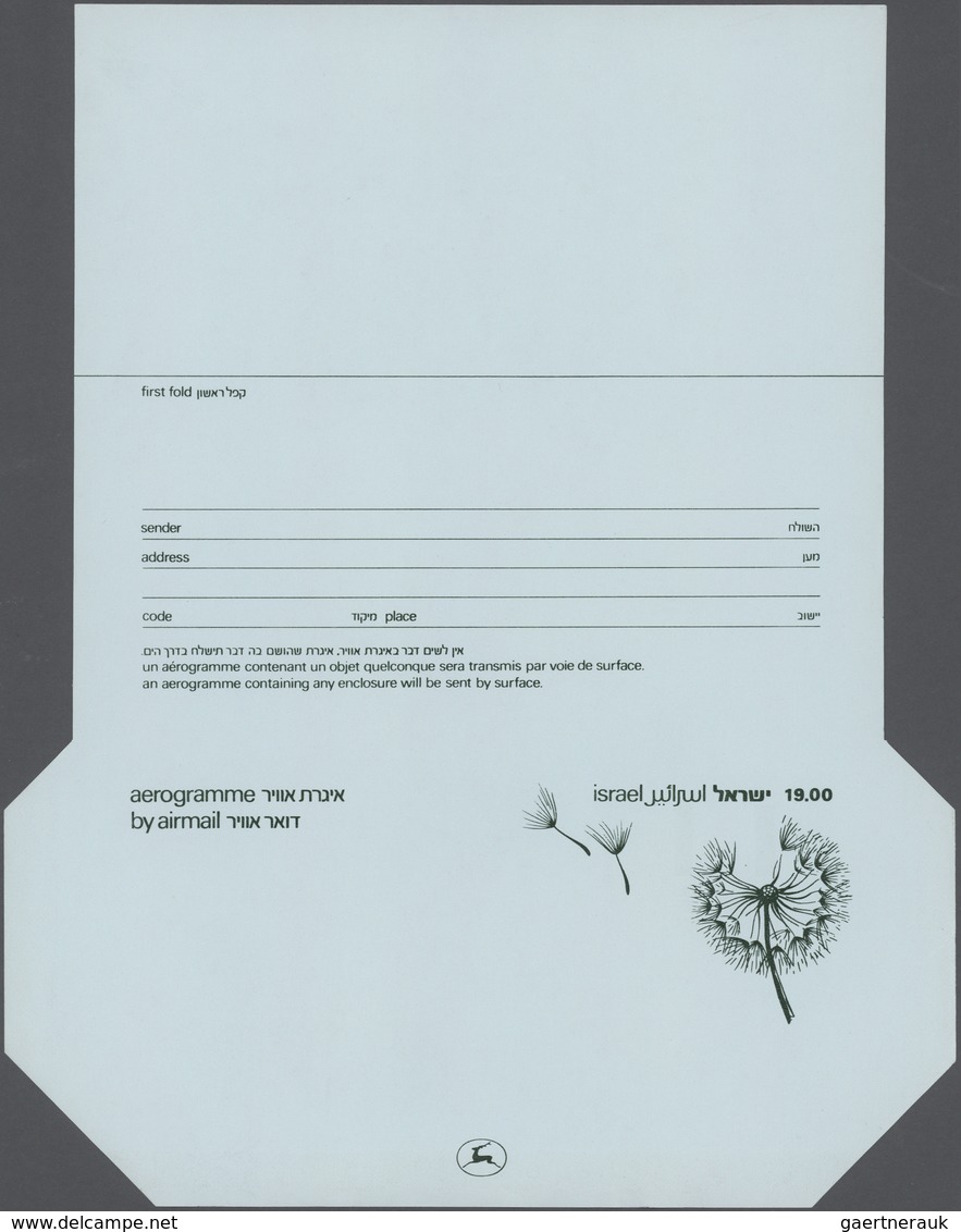 Israel: 1969 Unused And Unfolded Aerogram 19.00 Darkgreen On Bluish, Inverted Die Cut, A Normal Item - Lettres & Documents