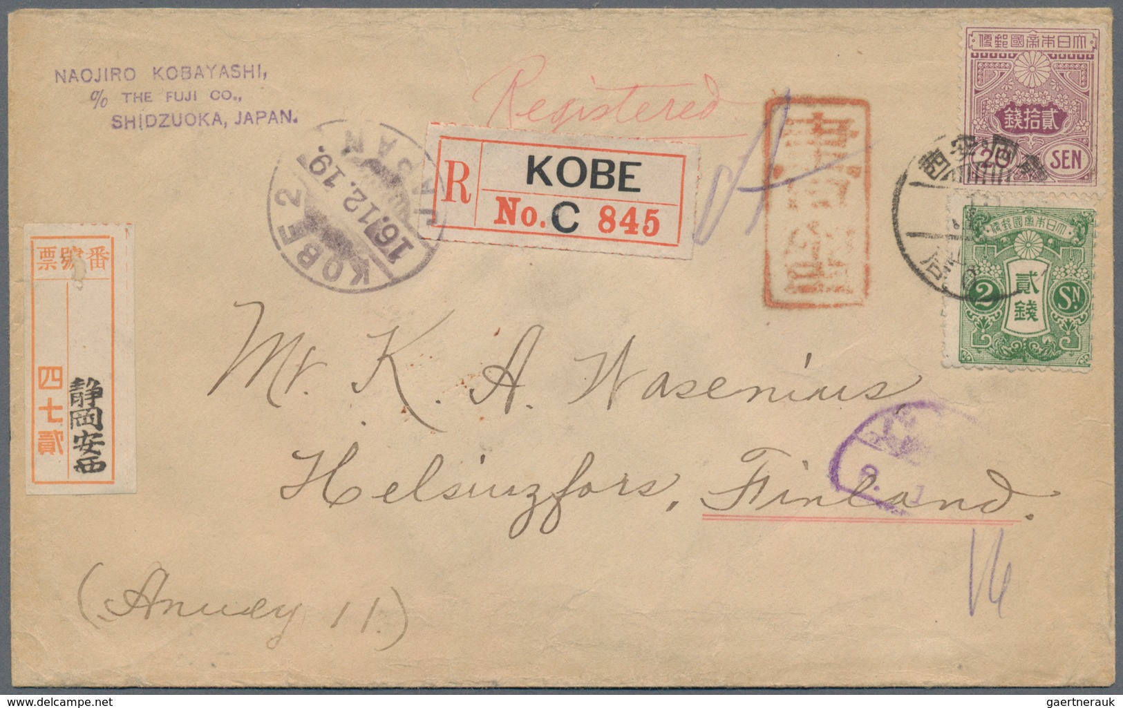 Japan: 1917/29, Covers To Switzerland (3) Or Finland (1): Printed Matter With French Censor Tape, Re - Other & Unclassified