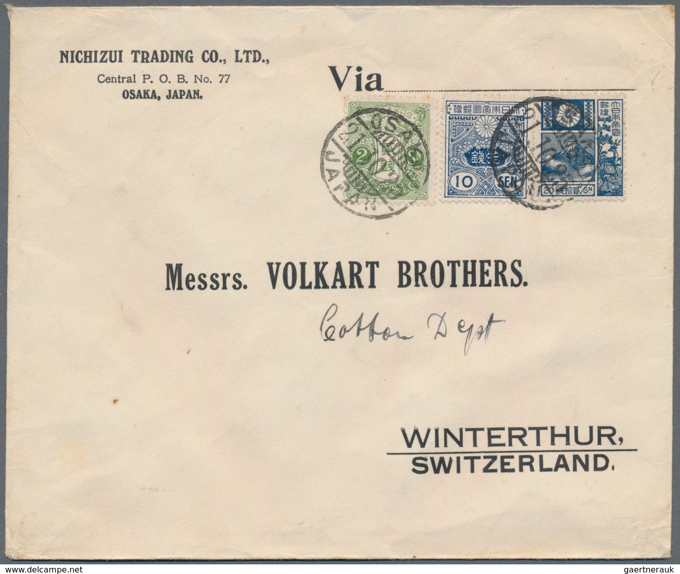 Japan: 1917/29, covers to Switzerland (3) or Finland (1): printed matter with french censor tape, re