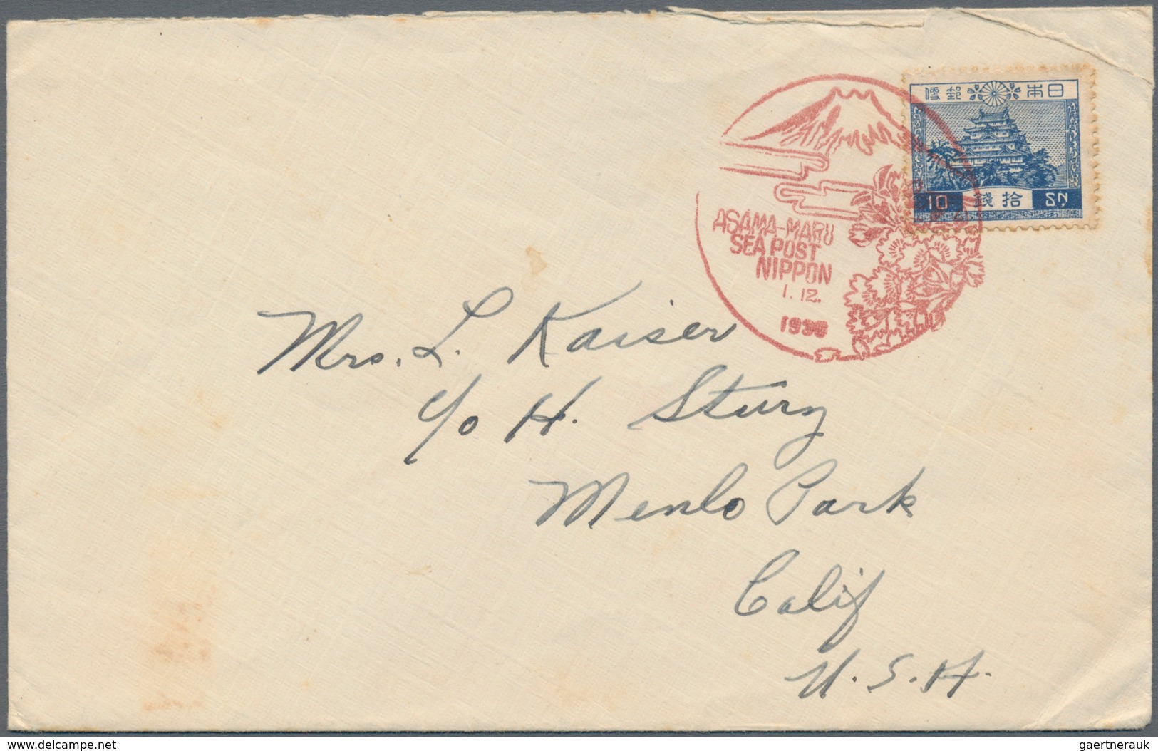 Japan: 1926, "ASAMA-MARU SEAPOST NIPPON" Landscape Postmarks On Commercial Usages To USA: Landscape - Andere & Zonder Classificatie