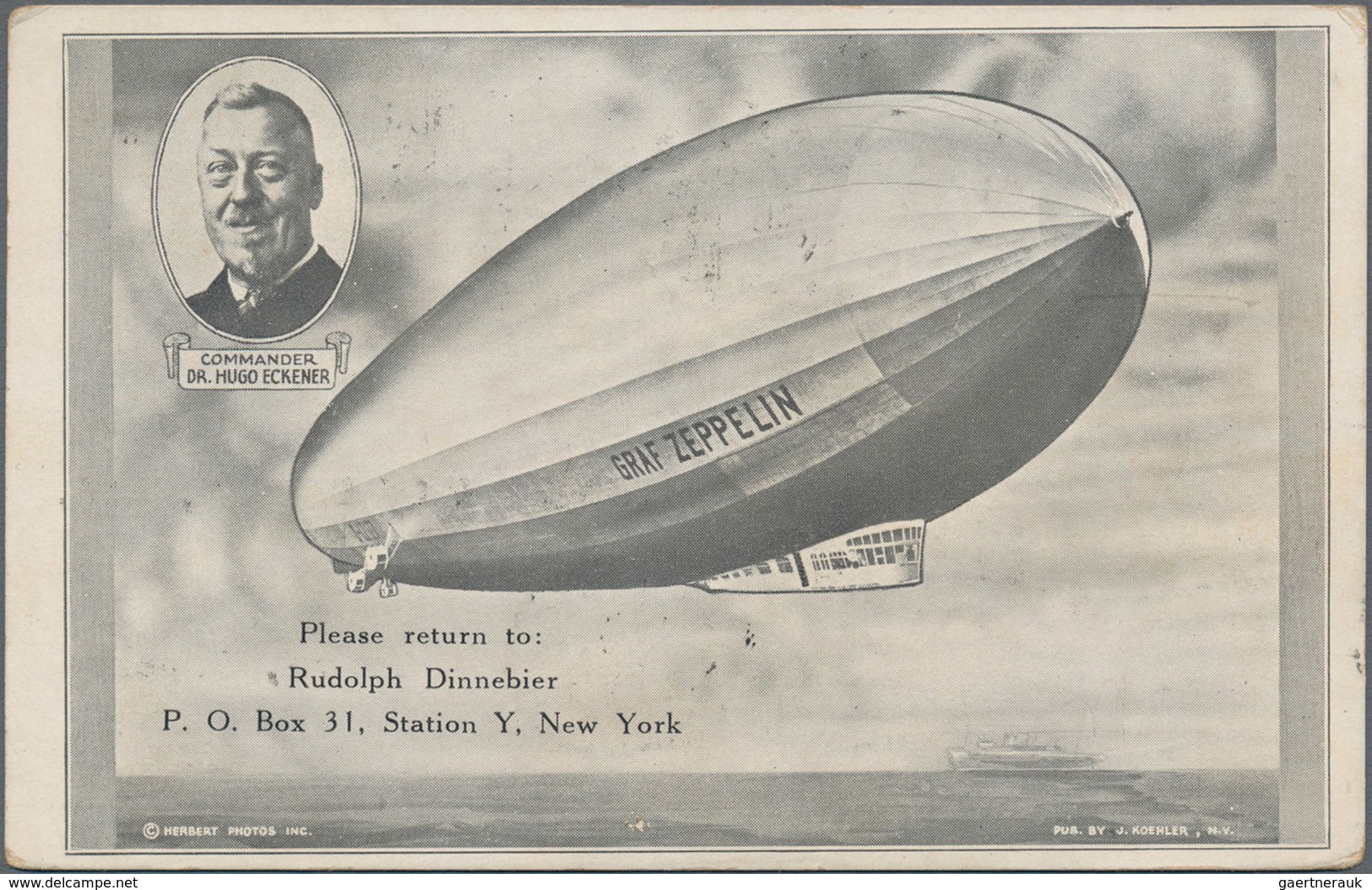 Japan: 1929, Zeppelin Round The World Flight, Inbound Card To Tokyo From US East Coast, Franked $1.0 - Otros & Sin Clasificación