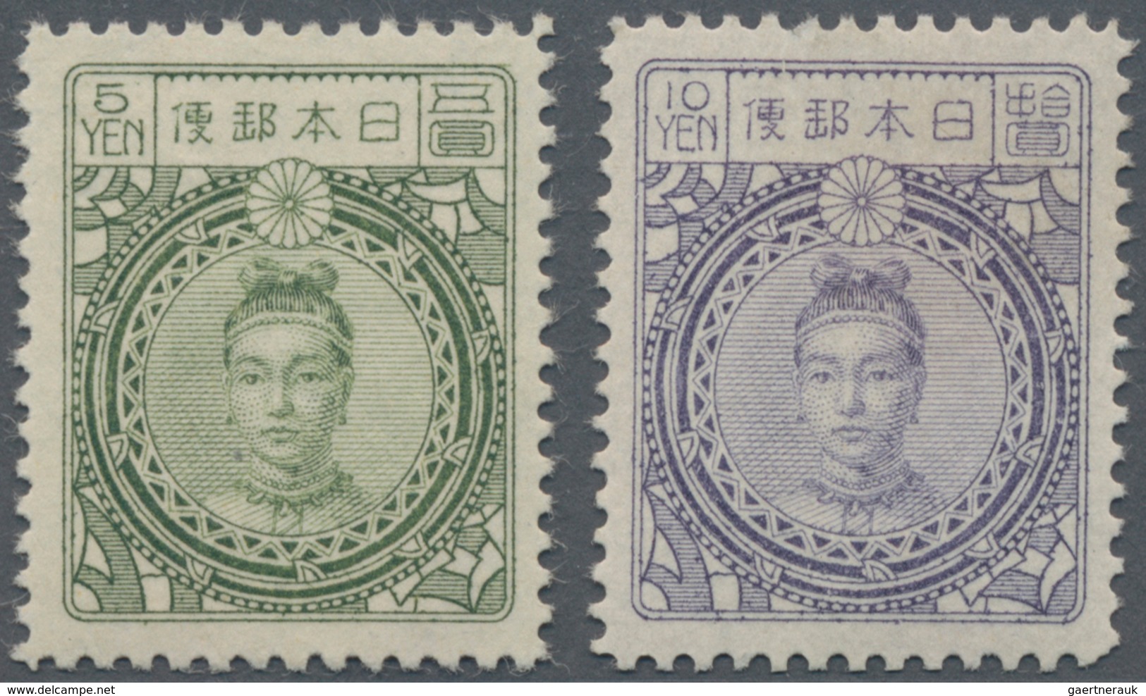 Japan: 1937, Showa Wite Paper Empress Jingu 5 Y., 10 Y., Unused Mounted Mint First Mount VLH (Michel - Other & Unclassified