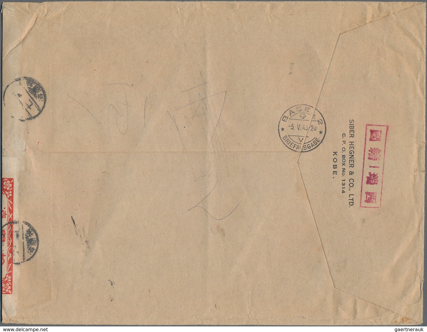 Japan: 1943. Registered Envelope To Switzerland Bearing Yvert 274, 30s Blue/green , Yvert 275, 50s B - Otros & Sin Clasificación