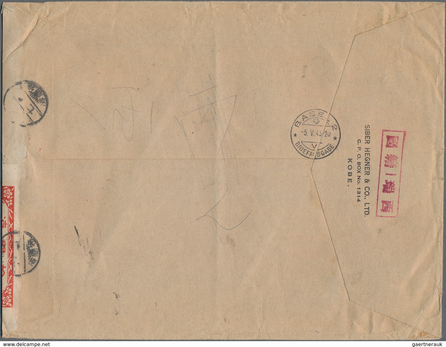 Japan: 1943. Registered Envelope To Switzerland Bearing Yvert 274, 30s Blue/green , Yvert 275, 50s B - Andere & Zonder Classificatie