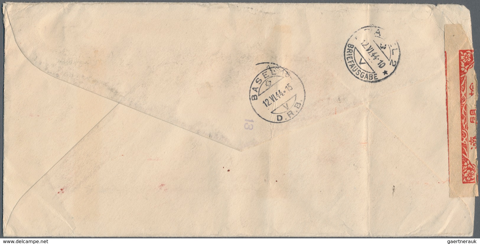 Japan: 1943. Registered Envelope Addressed To Switzerland Bearing SG 323, 12s Slate (pair), SG 325, - Other & Unclassified