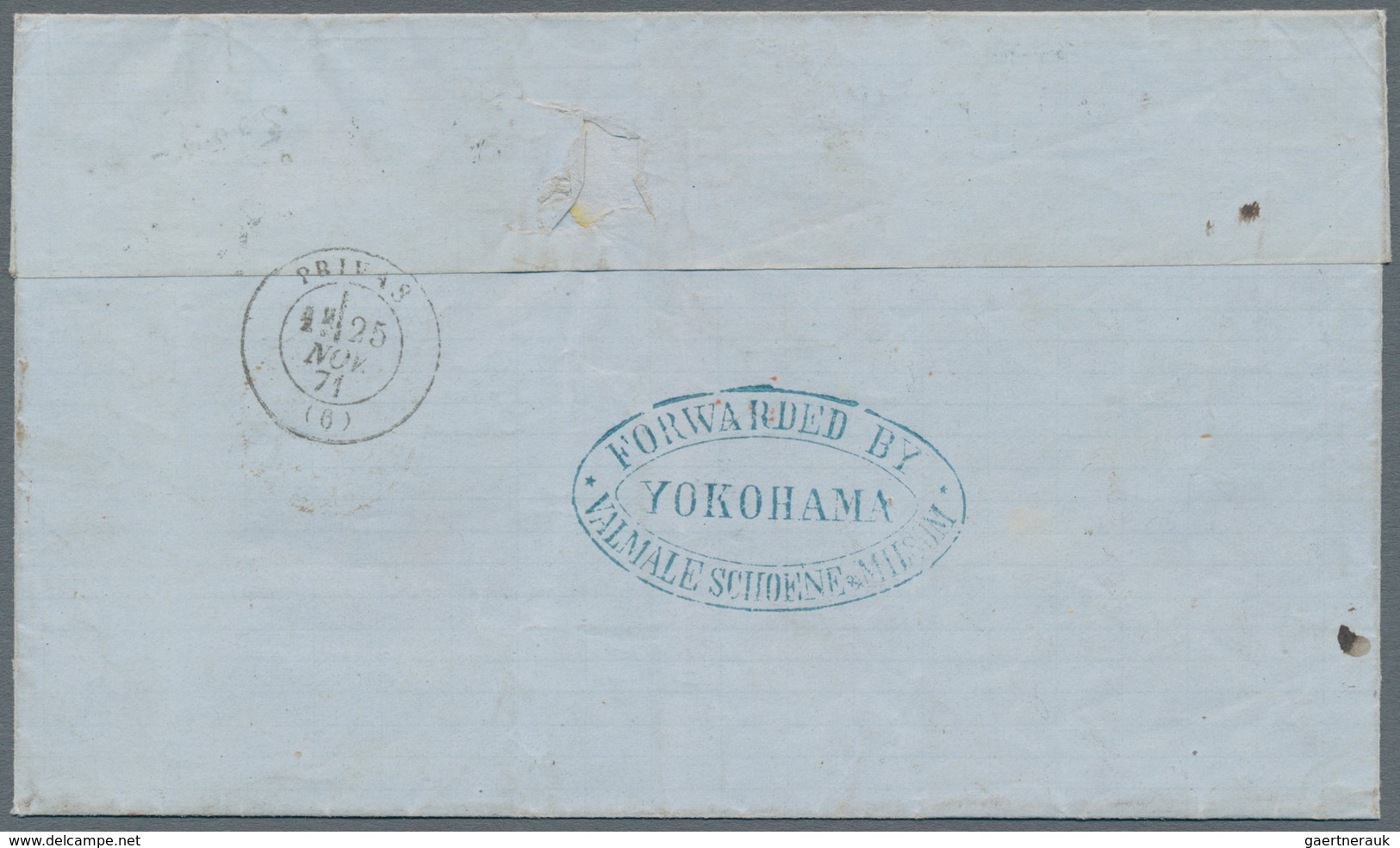 Japan - Fremde Postämter In Japan: 1871 Forwarded Cover From The French P.O. In Yokohama To Privas, - Andere & Zonder Classificatie