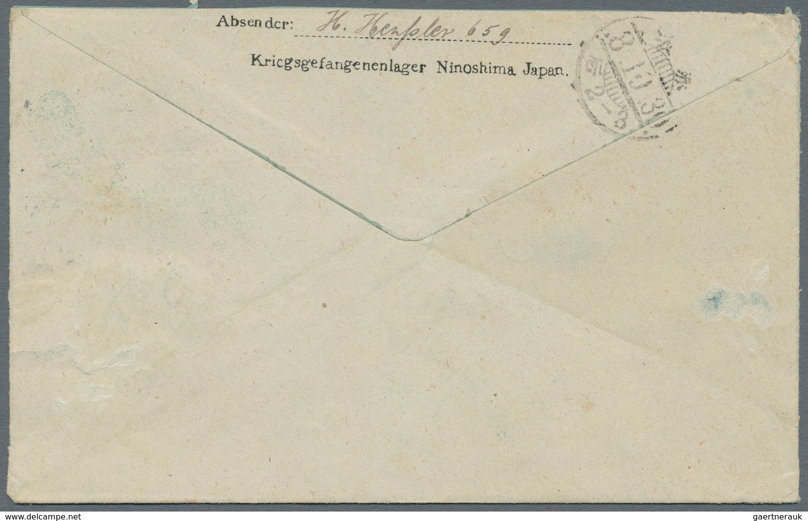 Lagerpost Tsingtau: Ninoshima, 1919, Envelope Used "Ujina 8.10.28" (Oct. 28, 1919) To Landgraf/Tokyo - China (kantoren)