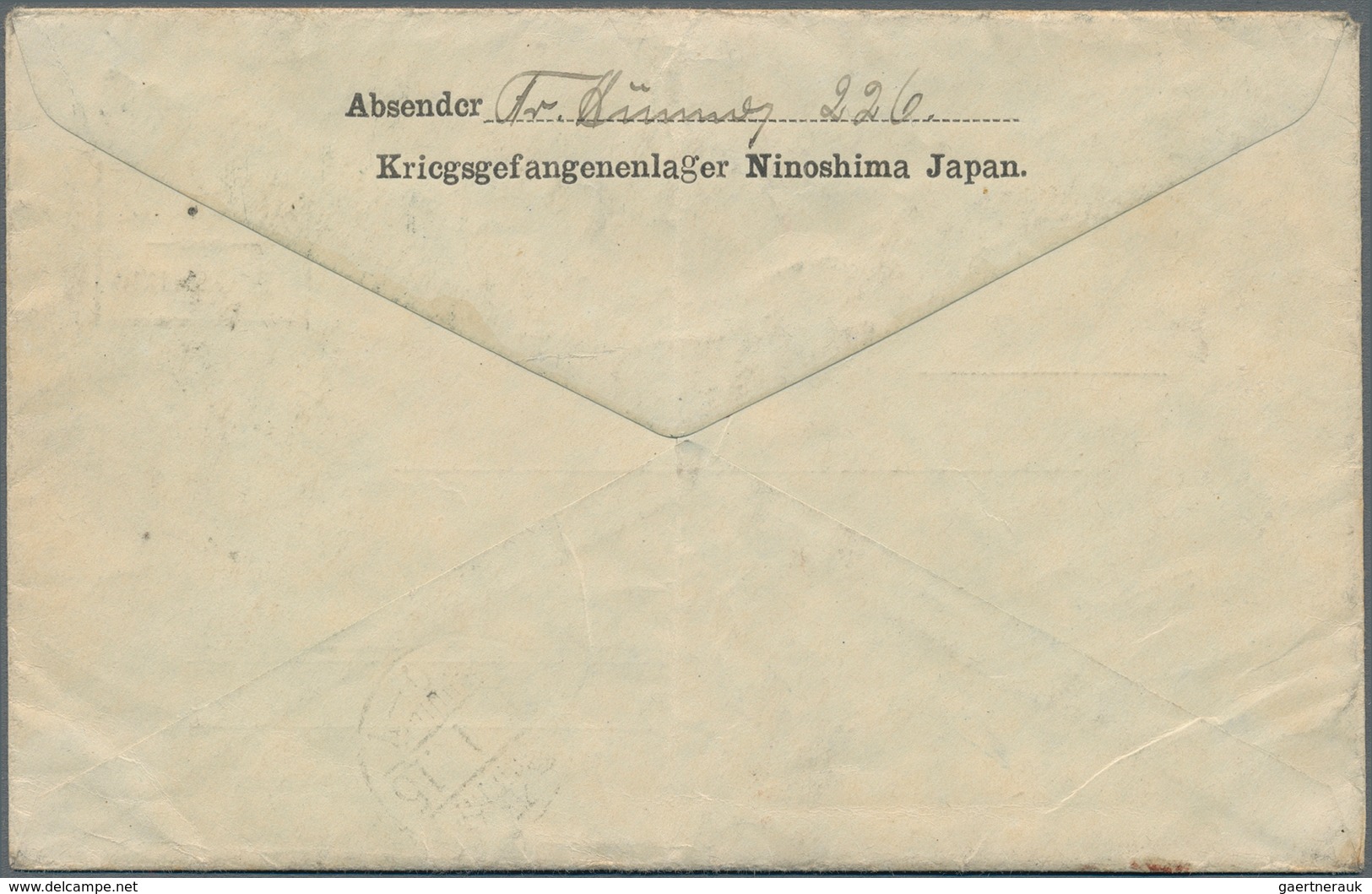 Lagerpost Tsingtau: Ninoshima, 1920, Preprinted Camp Envelope Type V With Boxed Red Ninoshima Camp S - China (kantoren)