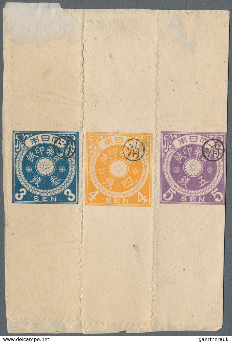 Japan - Besonderheiten: 1883, Medical Fiscals Bands All Ovpt. "keshi" (specimen), 5 R., 1 S., 2 S., - Otros & Sin Clasificación