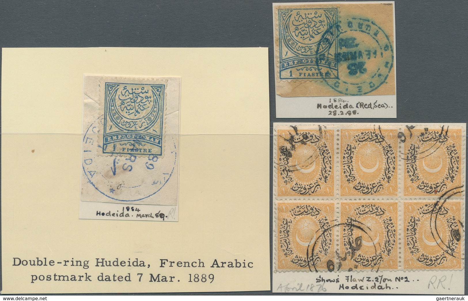 Jemen: 1880-1913, Ottoman Cancellations Of Yemen Including 1 Pia. Yellow Block Of Six With All Arabi - Yemen