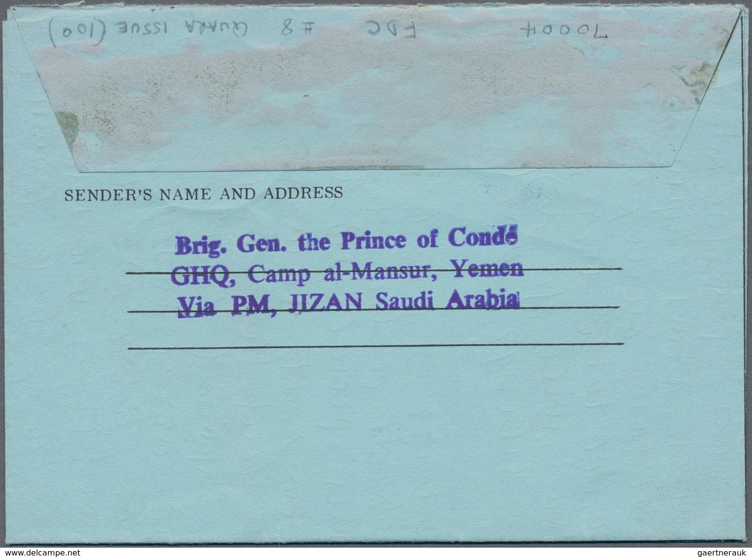 Jemen - Königreich: 1966/67, Three Airletters: Provisional 10 Bog (2) Handstamped With Two Different - Jemen