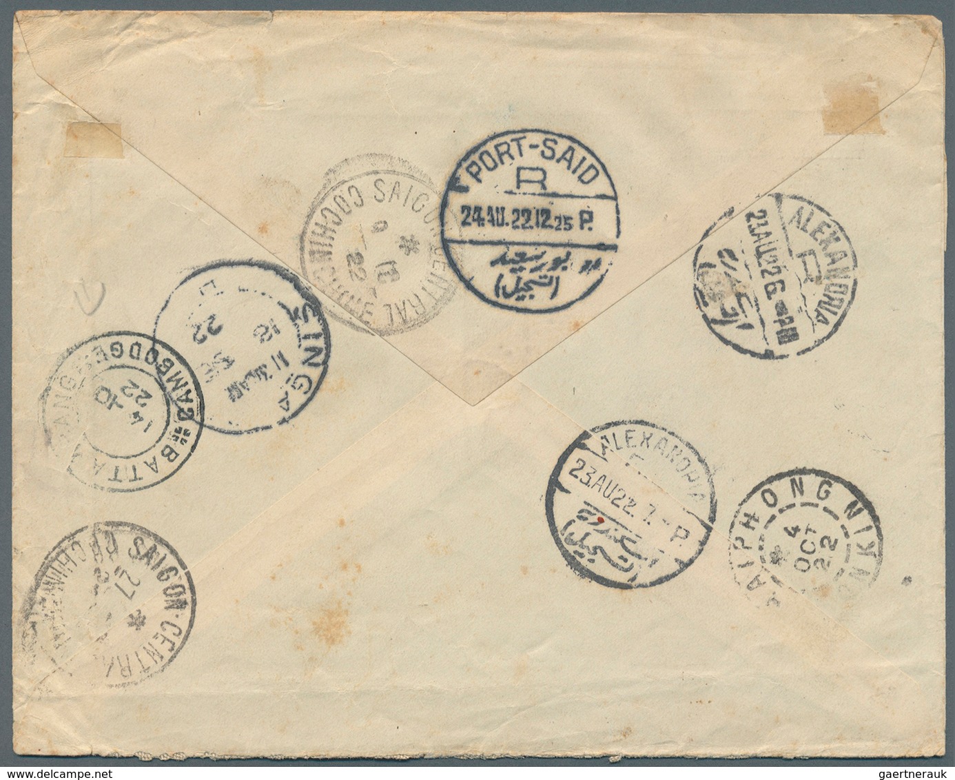 Kambodscha: 1922. Registered Envelope Addressed To The 'Bank Of Indo-China, Haiphong' Bearing Brazil - Cambodge