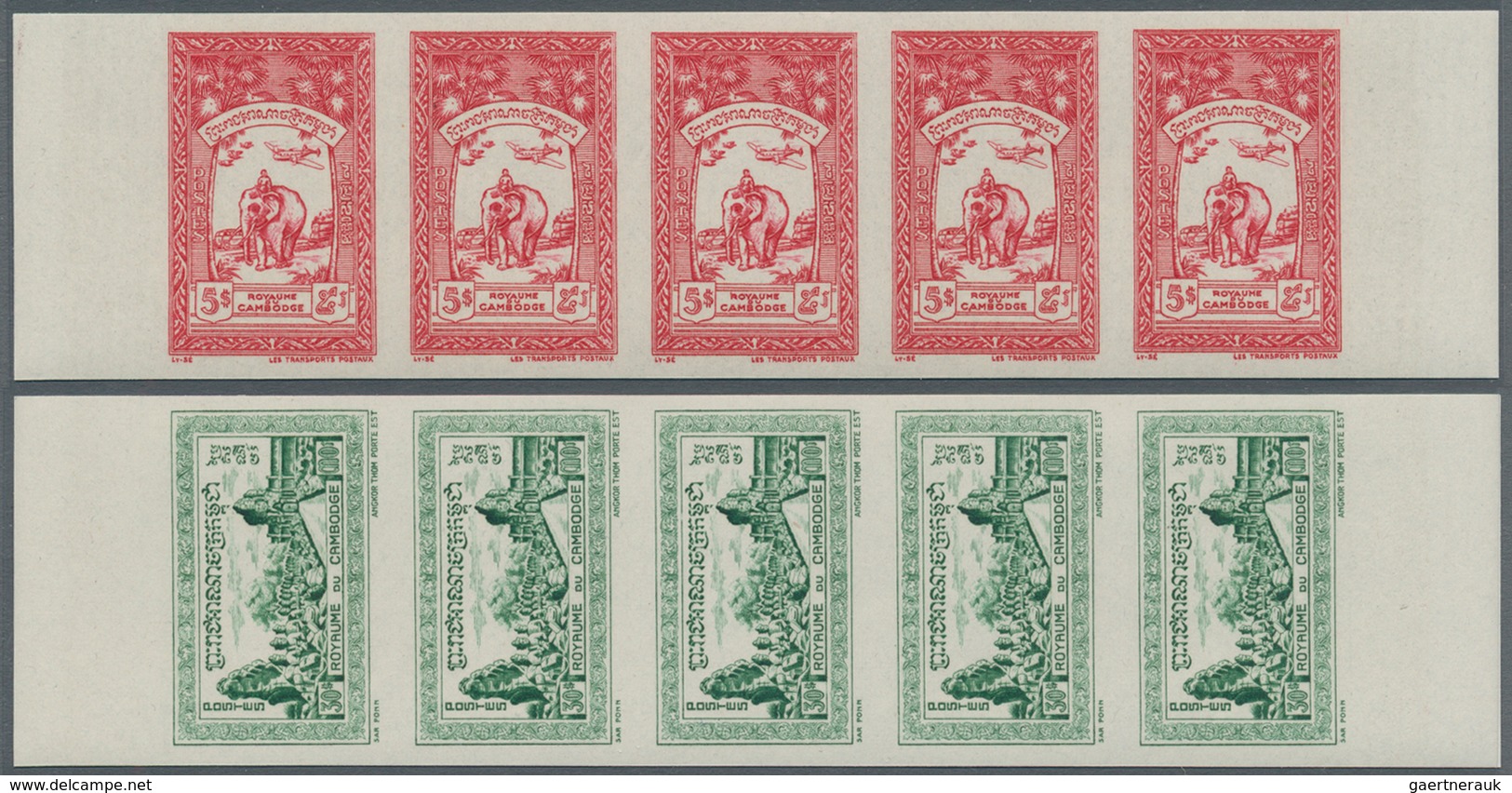 Kambodscha: 1954, Definitive Issue Complete Set Of 20 (Phnom Daun Penh, Angkor Thom, Coat Of Arms An - Cambodia