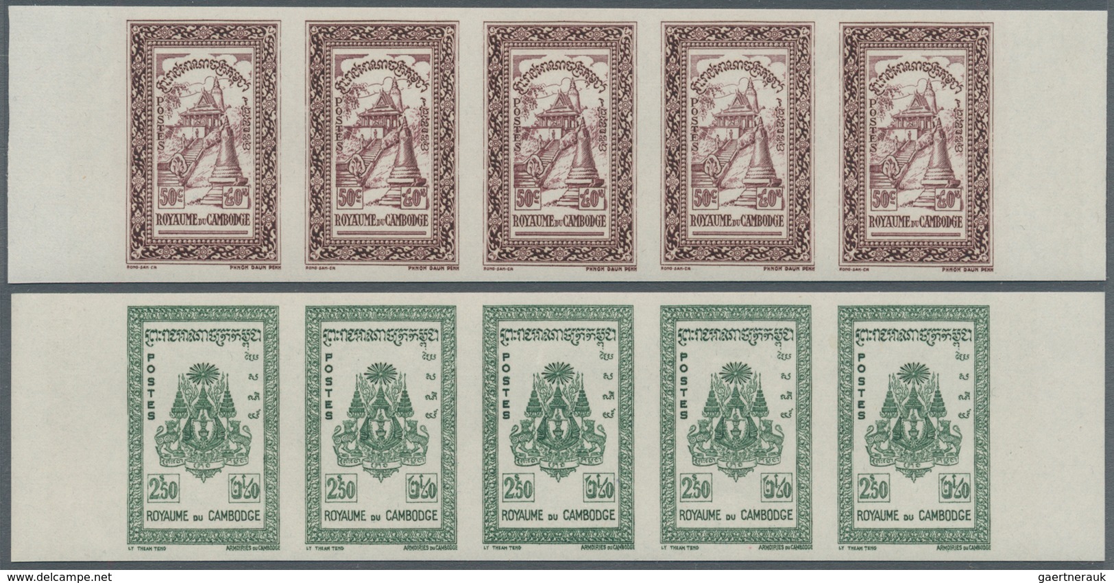 Kambodscha: 1954, Definitive Issue Complete Set Of 20 (Phnom Daun Penh, Angkor Thom, Coat Of Arms An - Cambodia