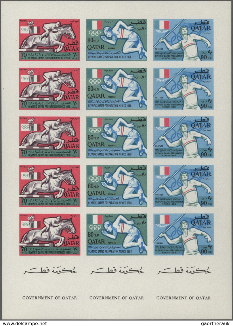 Katar / Qatar: 1966 'Olympic Games 1968' Five Complete Sets IMPERFORATED In Two COMPLETE SE-TENANT S - Qatar