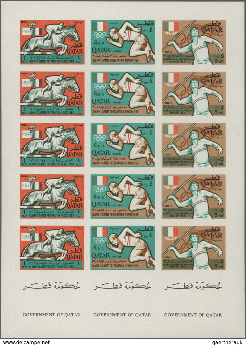 Katar / Qatar: 1966 'Olympic Games 1968' Five Complete Sets IMPERFORATED In Two COMPLETE SE-TENANT S - Qatar