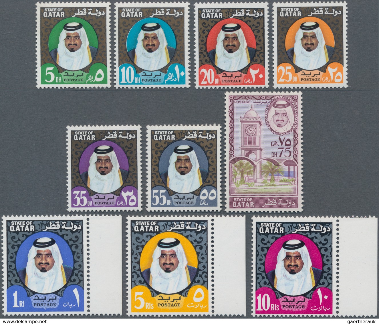 Katar / Qatar: 1972-74 Two Sets Of Shaikh Khalifa Bin Hamad Al-Thani Definitives, With 1972 Cpl. Set - Qatar