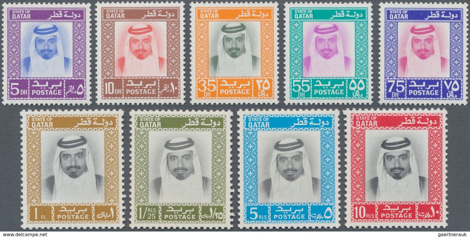 Katar / Qatar: 1972-74 Two Sets Of Shaikh Khalifa Bin Hamad Al-Thani Definitives, With 1972 Cpl. Set - Qatar