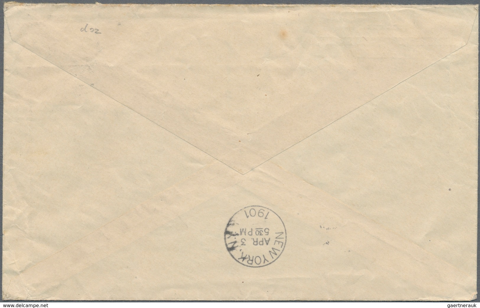 Korea: 1901, Cover Bearing Pair And Single 3 Ch. Orange Red (few Short Perfs At Right) And Single 1 - Korea (...-1945)