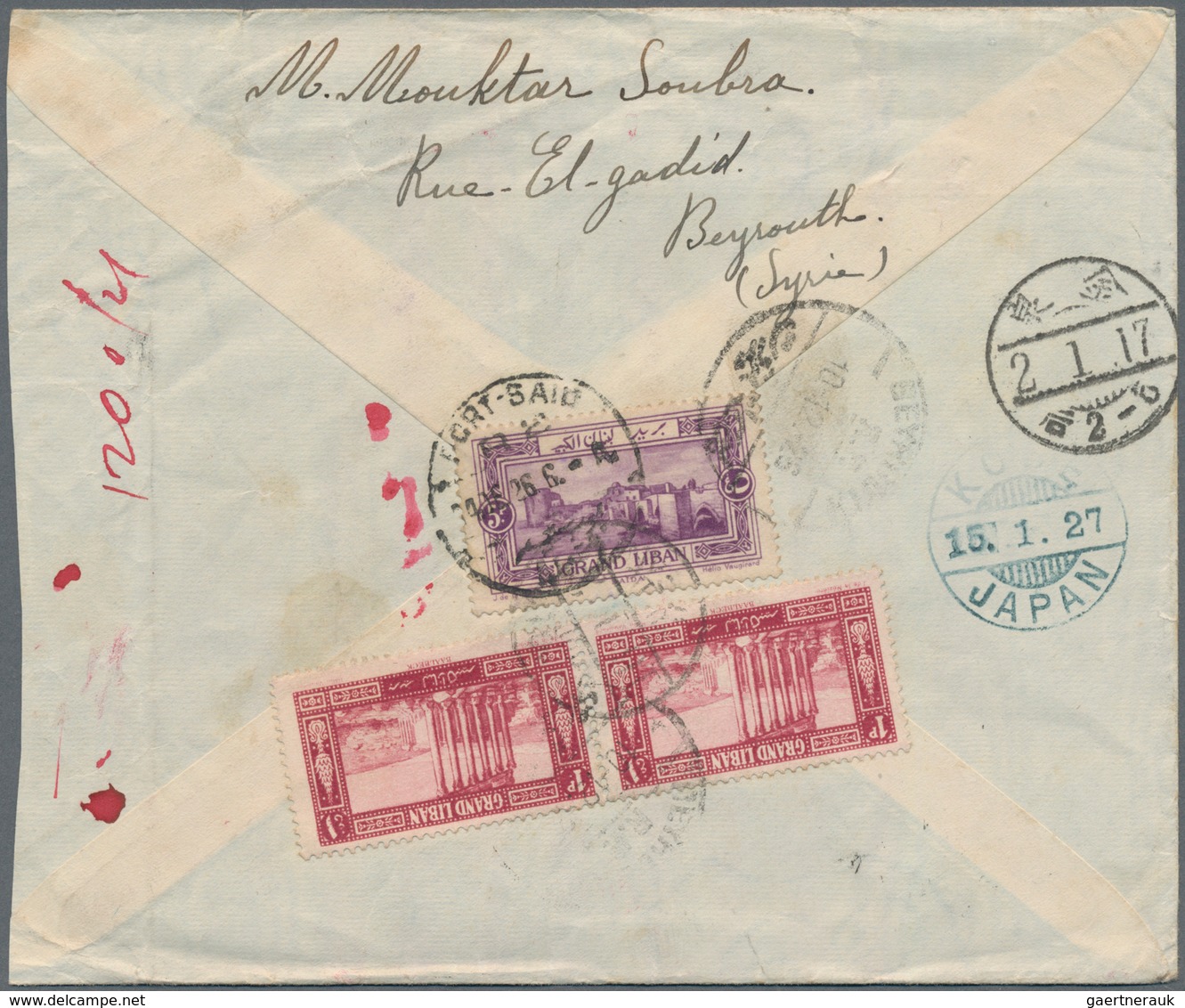 Korea: Incoming Mails, 1926/27, Three Registered Cover To Korea: From Beyrouth/Lebanon 1927 Resp. Al - Korea (...-1945)