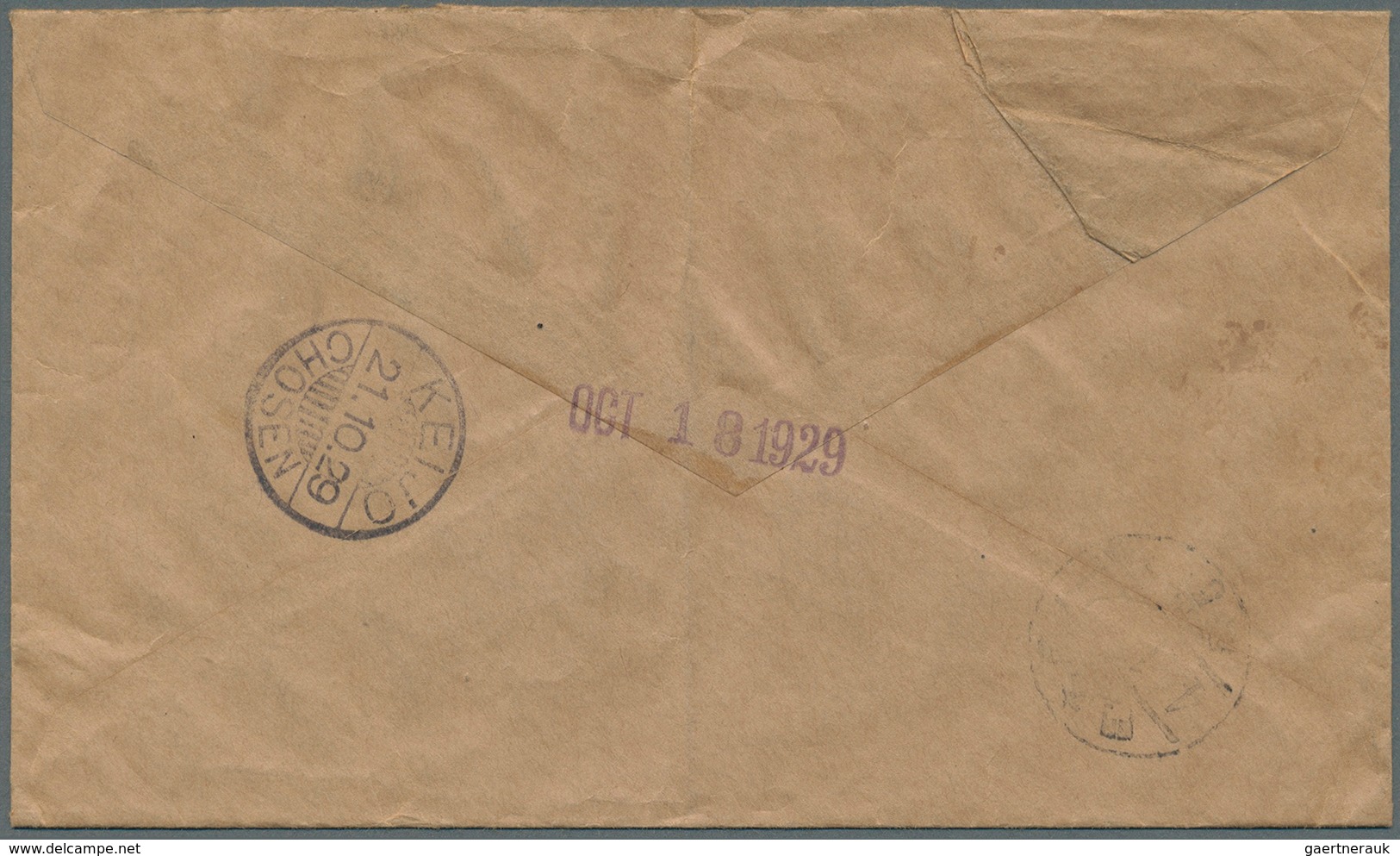 Korea: Incoming Mail, 1929, Manchuria Ki-hei Ovpts. On China Burial 1 C. (2), 4 C. (2) Tied Four Str - Korea (...-1945)