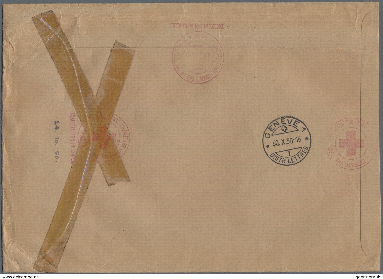 Korea-Süd: 1950, Red Cross Delegation In Korea (rd Hs.), Y1275 Franking Tied "TOKYO 24.10.50" To Reg - Korea (Zuid)