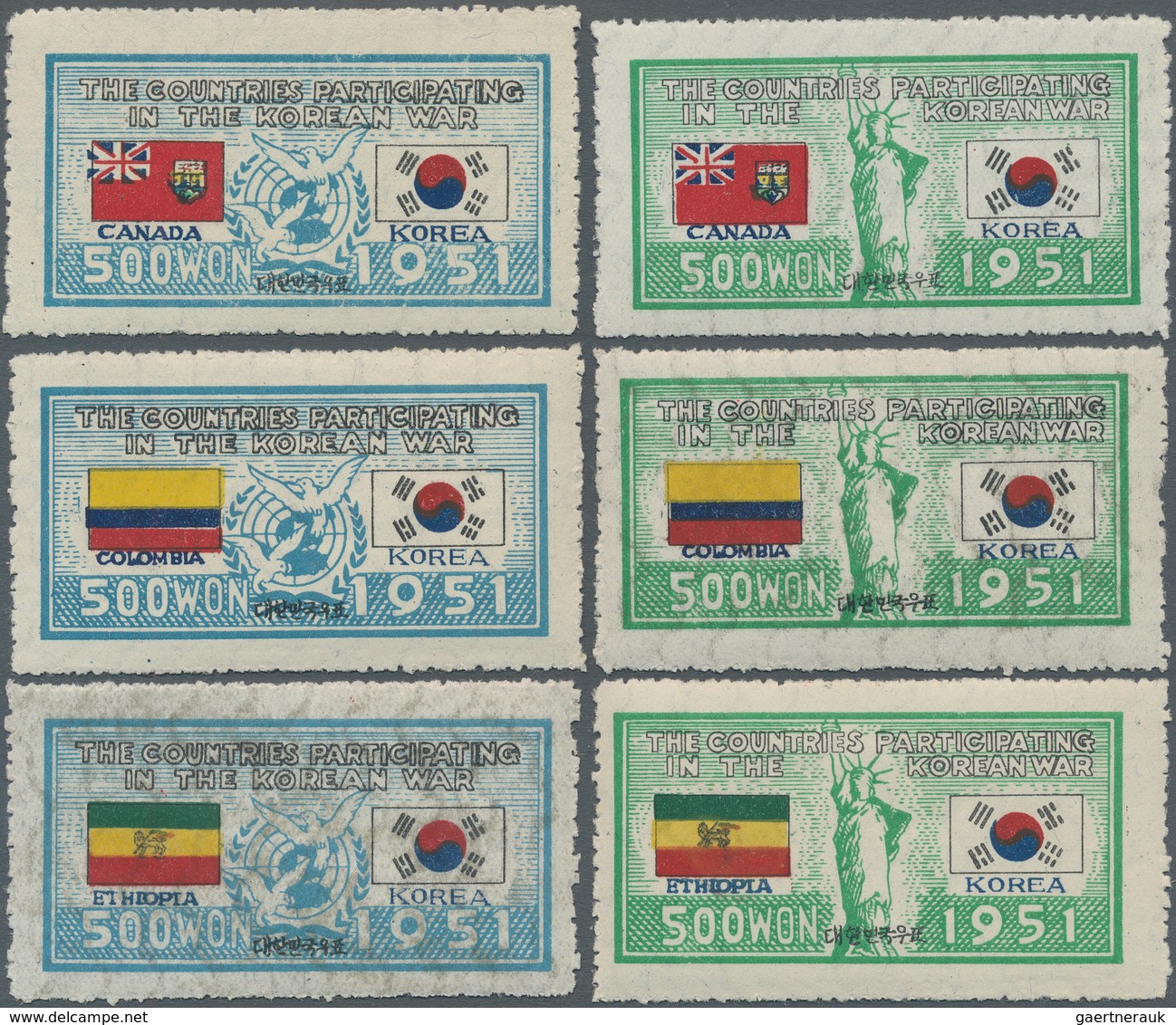 Korea-Süd: 1951, flag set of 44 vals. inc. Italy both old and new flag, mint never hinged MNH, 4 set
