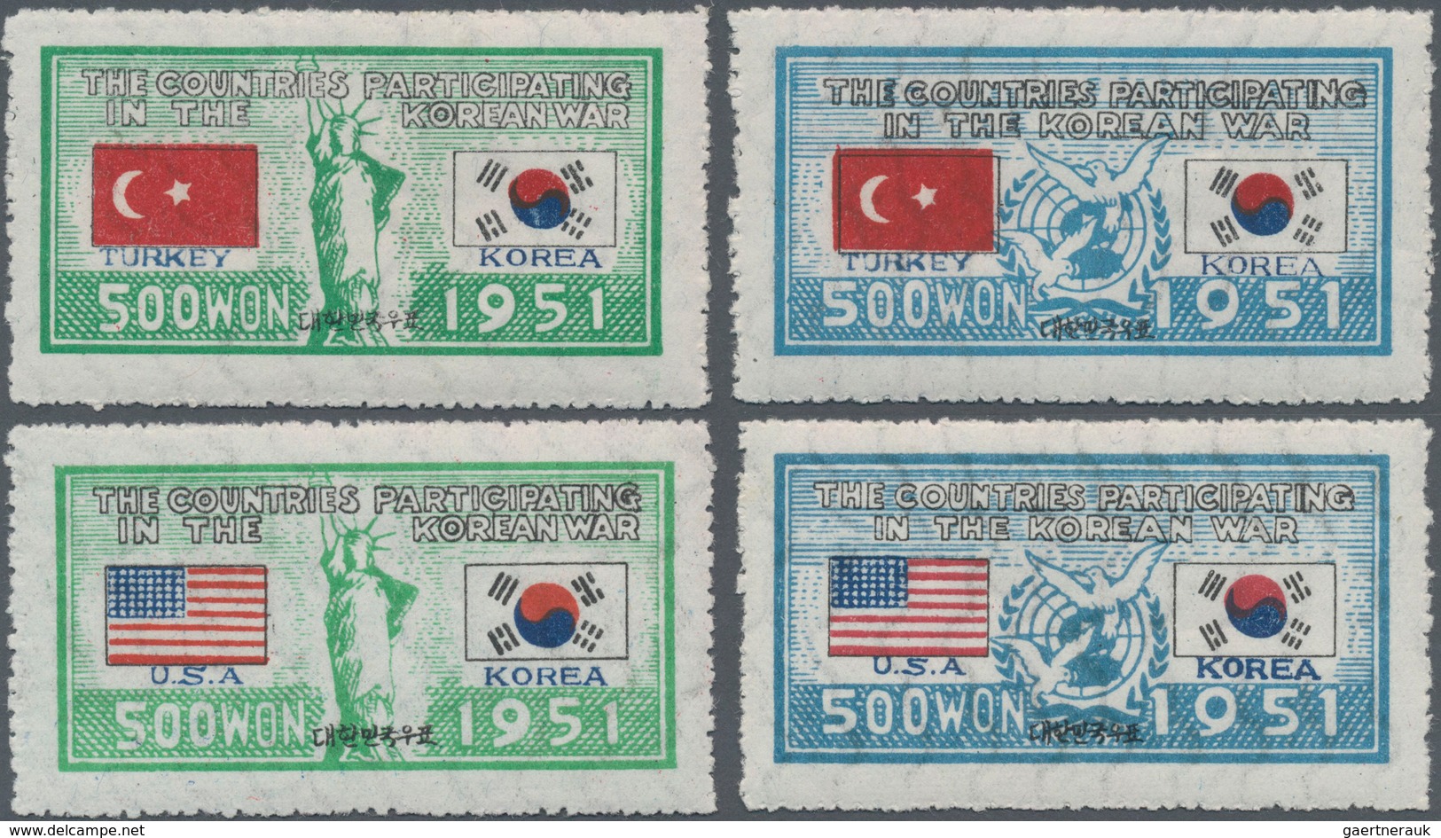 Korea-Süd: 1951/52, Flags Set, Inc. Italy I+II, Unused Mounted Mint First Mount LH (Michel Cat. 1300 - Korea, South