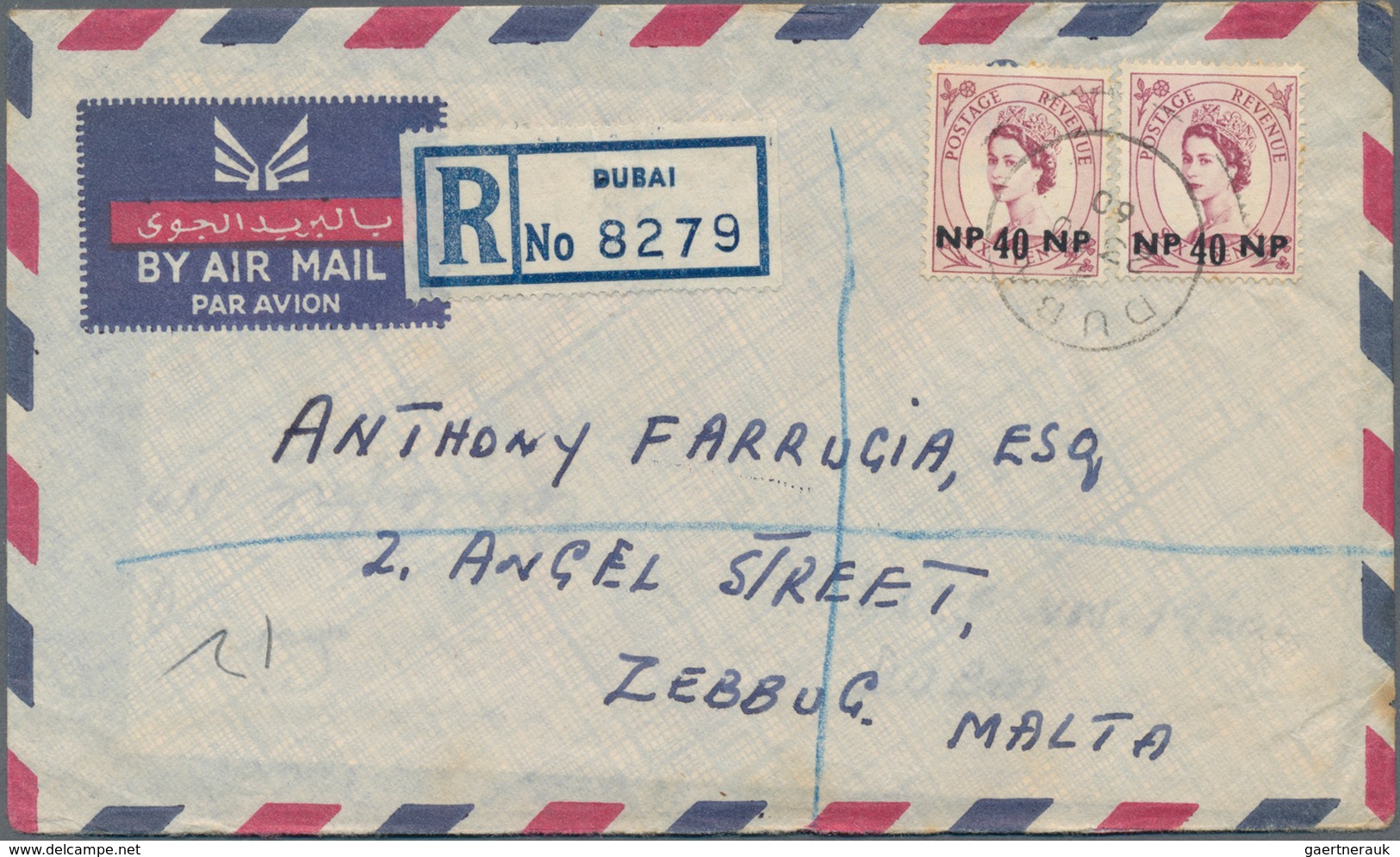 Kuwait: 1960 Two Registered Covers To MALTA, One From Safat, Kuwait To Zebbug, Malta Franked On Back - Koeweit