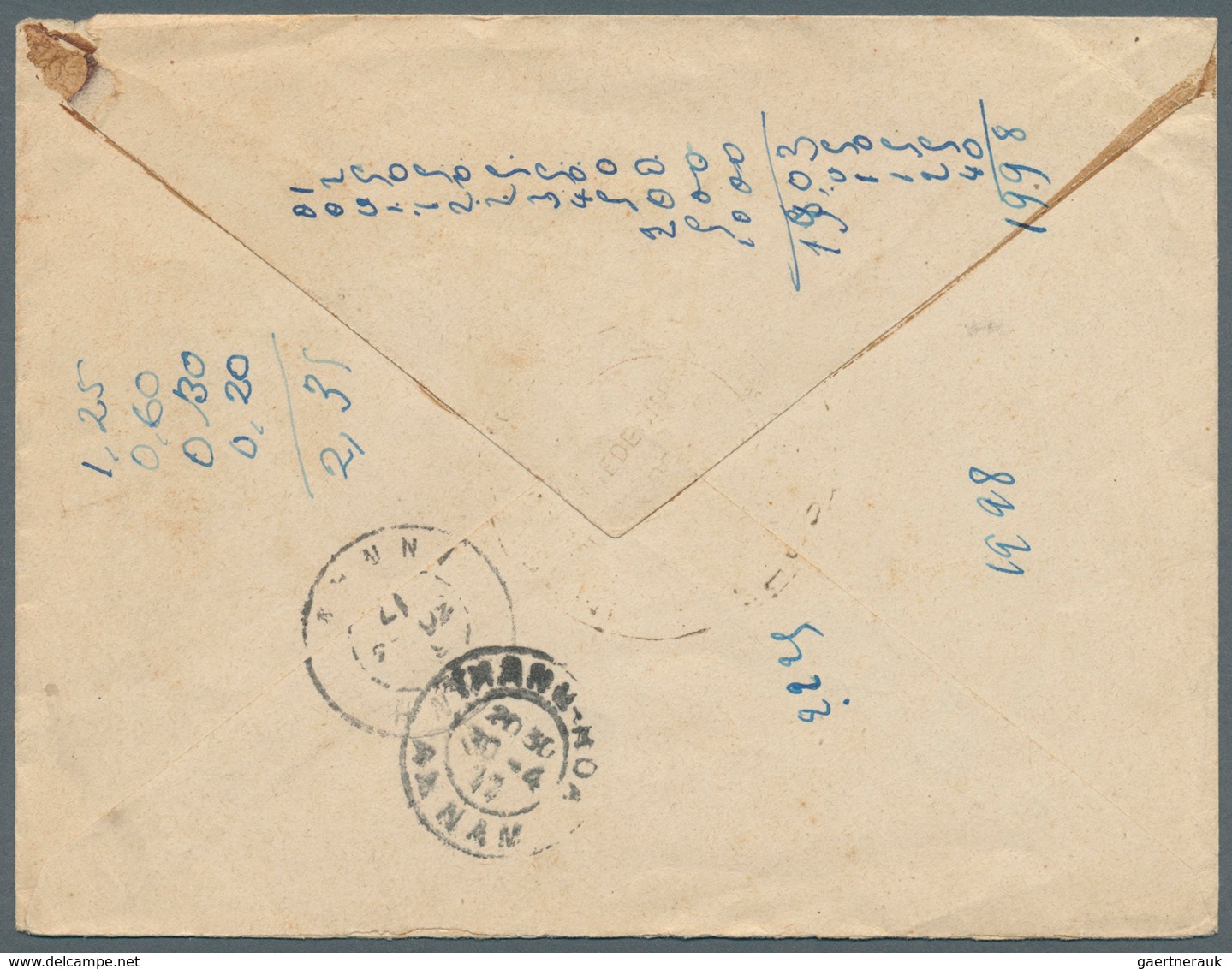 Laos: 1917. Stampless Military Mail Envelope (name Deleted) Endorsed 'F.M.' Addressed To Marseille C - Laos