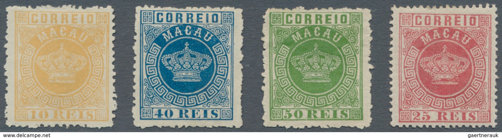 Macau: 1884, Perf. 12 1/2: 10 R. (signed Friedemann), 40 R. (signed A. F.) And 50 R., Unused No Gum - Andere & Zonder Classificatie