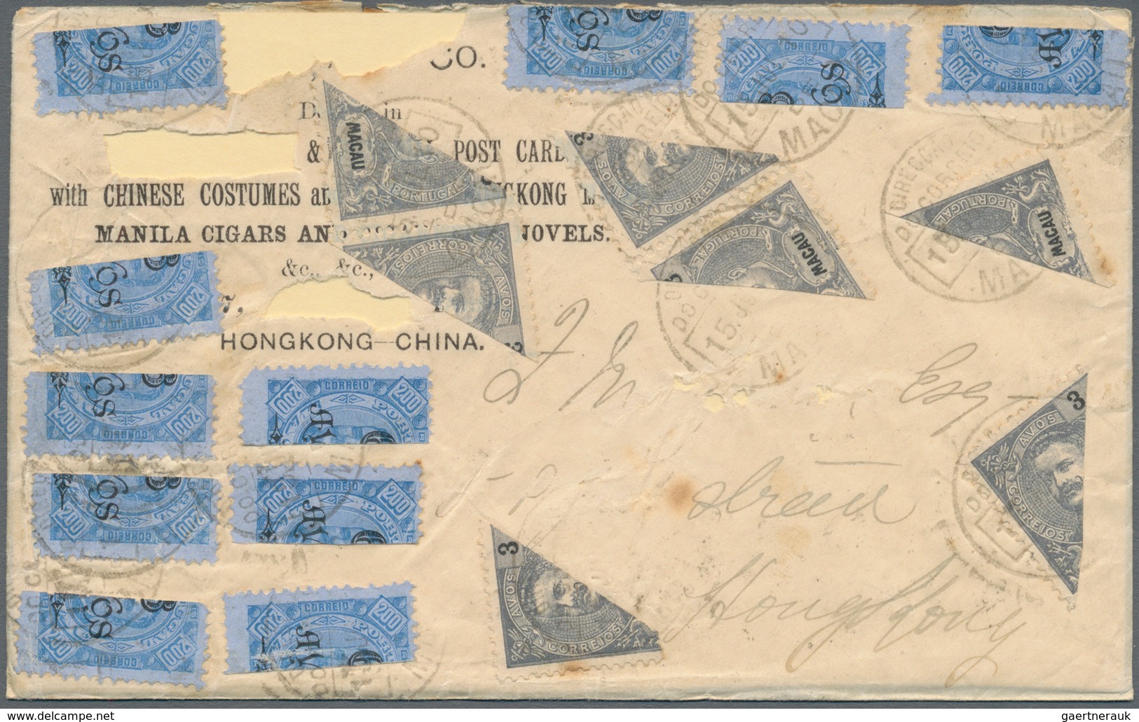 Macau: 1902/03, Bisects 6 Avos./200 R. (27 Inc. Blocks-10 And -4) Resp. Of 3 Avos Grey (12 Inc. Two - Otros & Sin Clasificación